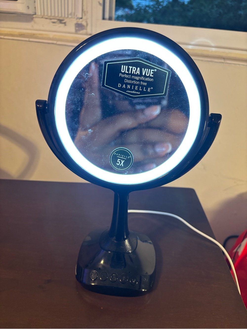Danielle Creation Ultra Vue 5X Lighted Makeup Mirror with Built-In Music Speaker